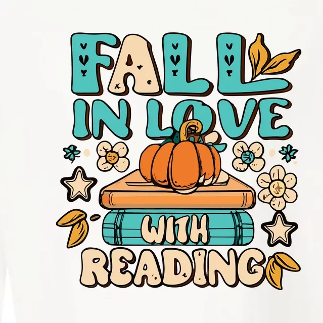 Fall In Love With Reading Book Autumn Pumpkins And Teachers Cropped Pullover Crew