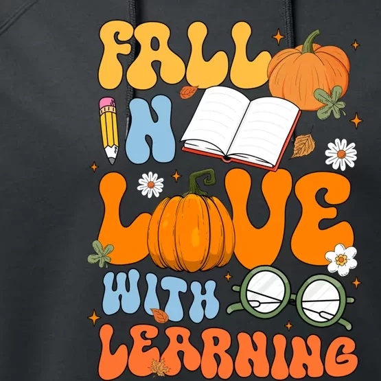 Fall In Love With Reading Book Autumn Pumpkins And Teachers Performance Fleece Hoodie