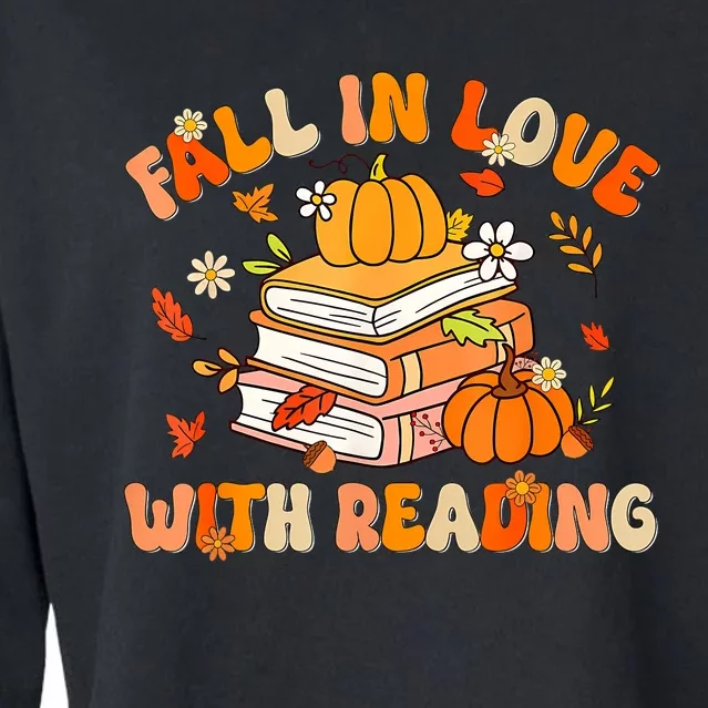 Fall In Love With Reading Book Autumn Pumpkins And Teachers Cropped Pullover Crew