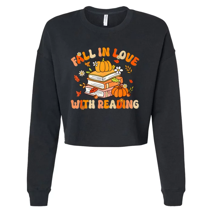 Fall In Love With Reading Book Autumn Pumpkins And Teachers Cropped Pullover Crew