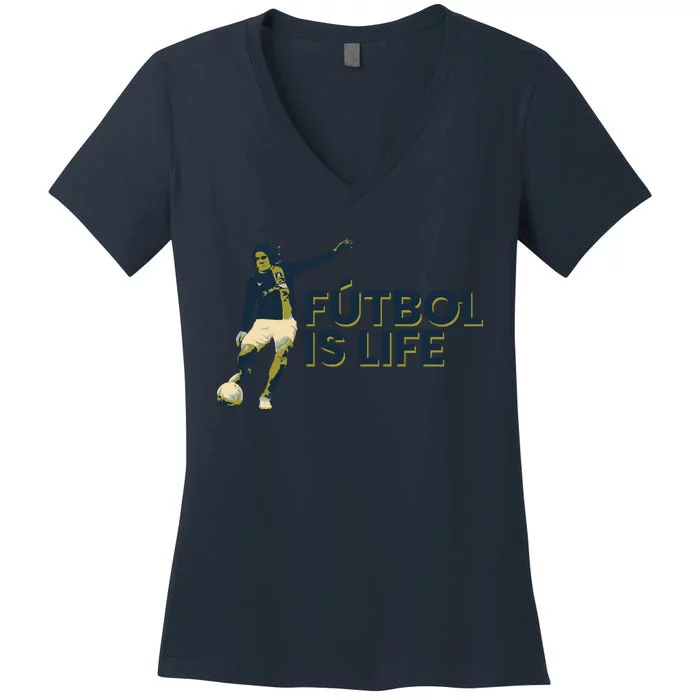 Futbol Is Life Football Lovers Soccer Funny Women's V-Neck T-Shirt