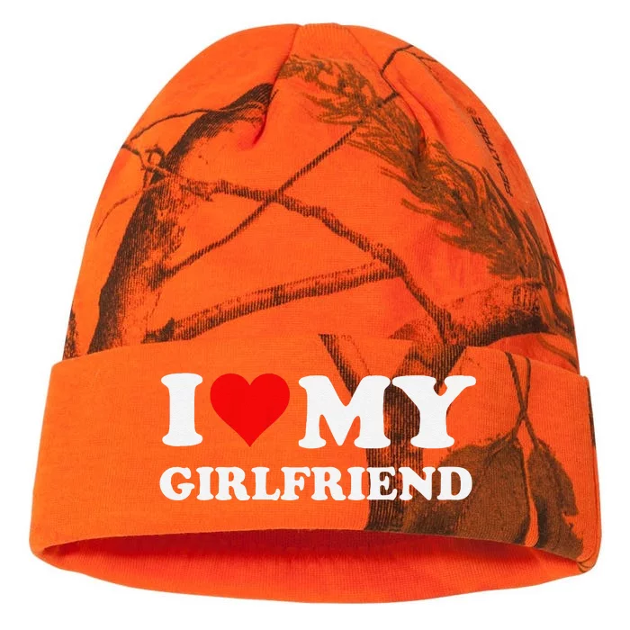 Funny I Love My Girlfriend Gf I Heart My Girlfriend Gf Funny Kati - 12in Camo Beanie