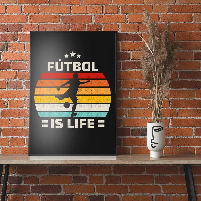 Futbol Is Life Soccer Funny Football Lover Vintage Poster