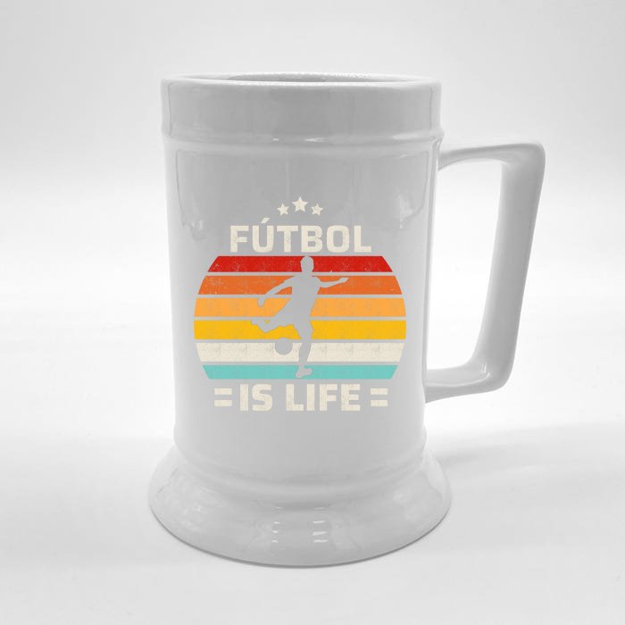 Futbol Is Life Soccer Funny Football Lover Vintage Front & Back Beer Stein