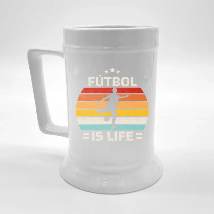 Futbol Is Life Soccer Funny Football Lover Vintage Front & Back Beer Stein