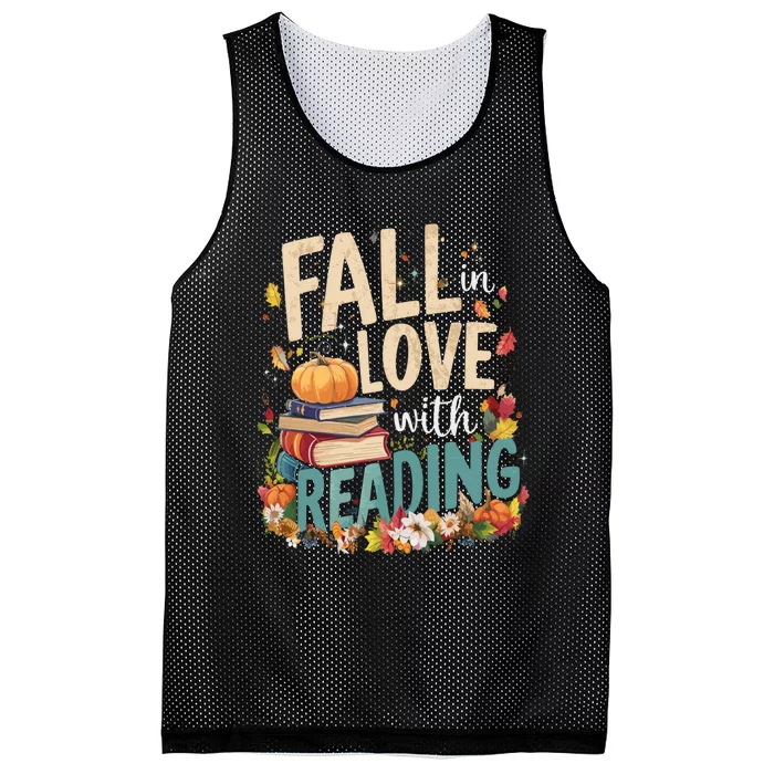 Fall In Love With Reading Book Autumn Pumpkins And Teachers Mesh Reversible Basketball Jersey Tank