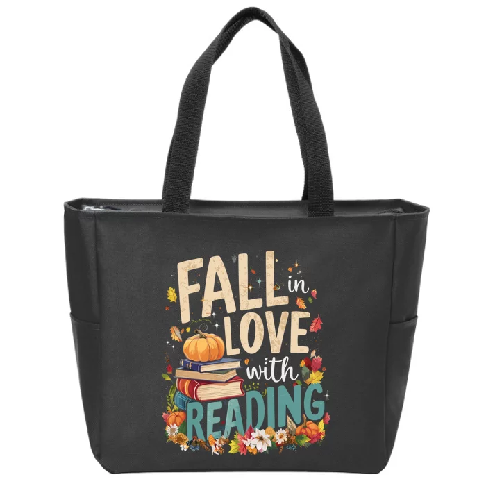 Fall In Love With Reading Book Autumn Pumpkins And Teachers Zip Tote Bag