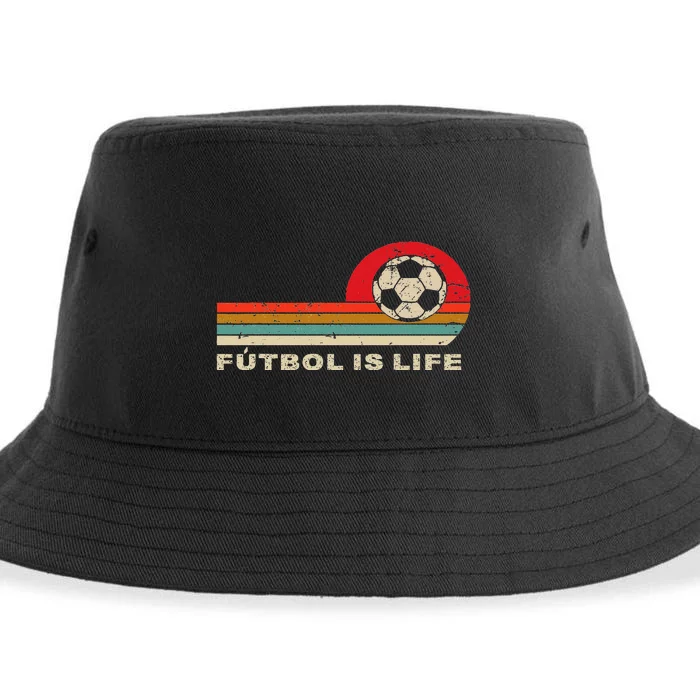 Futbol Is Life Football Lovers Soccer Funny Vintage Retro Sustainable Bucket Hat