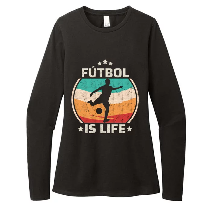 Futbol Is Life Soccer Funny Football Lover Vintage Womens CVC Long Sleeve Shirt