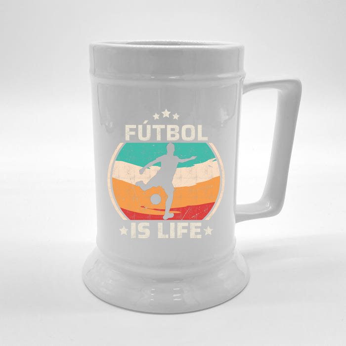 Futbol Is Life Soccer Funny Football Lover Vintage Front & Back Beer Stein