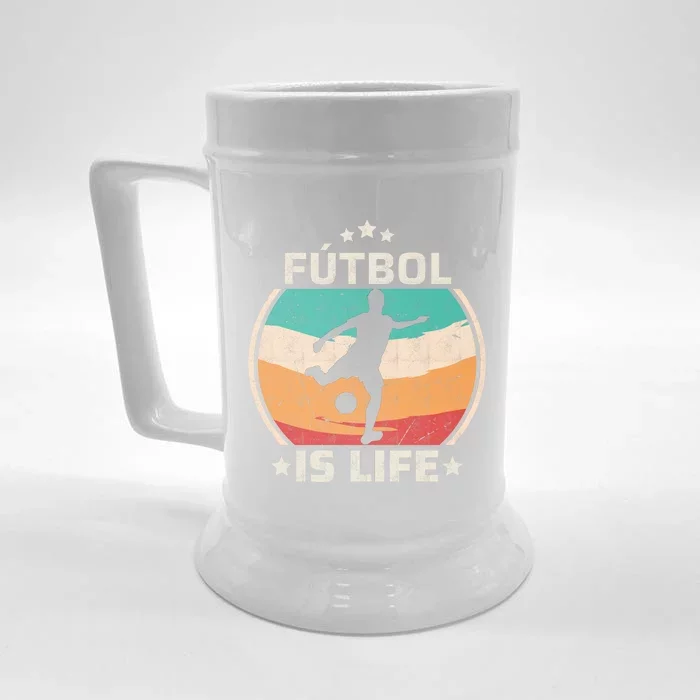 Futbol Is Life Soccer Funny Football Lover Vintage Front & Back Beer Stein