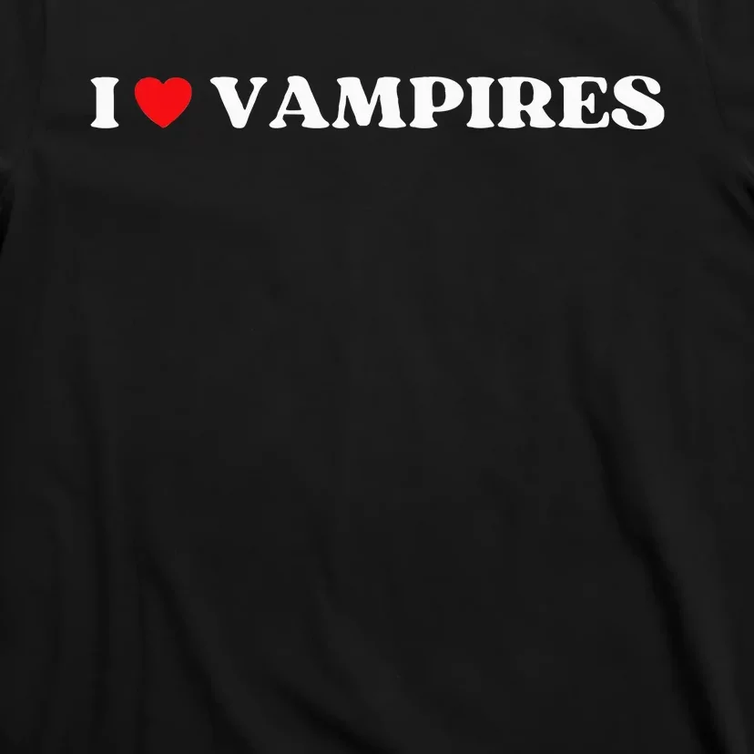 Funny I Love Vampires I Red Heart Vampires Halloween T-Shirt