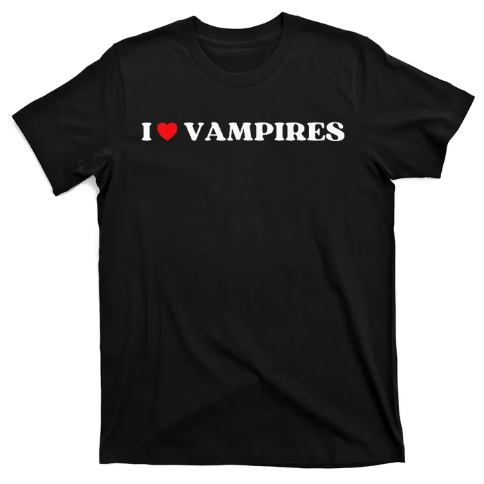 Funny I Love Vampires I Red Heart Vampires Halloween T-Shirt