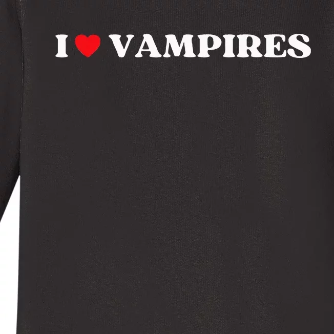 Funny I Love Vampires I Red Heart Vampires Halloween Baby Long Sleeve Bodysuit