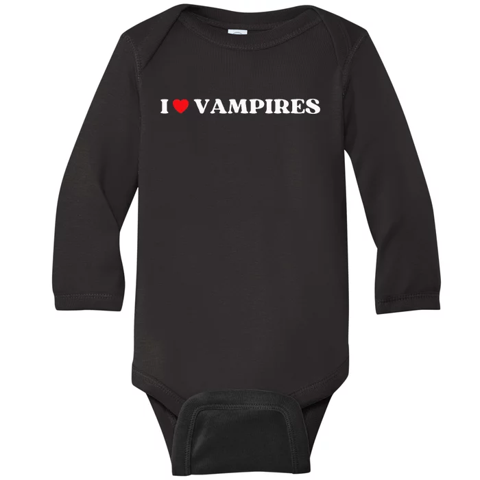 Funny I Love Vampires I Red Heart Vampires Halloween Baby Long Sleeve Bodysuit