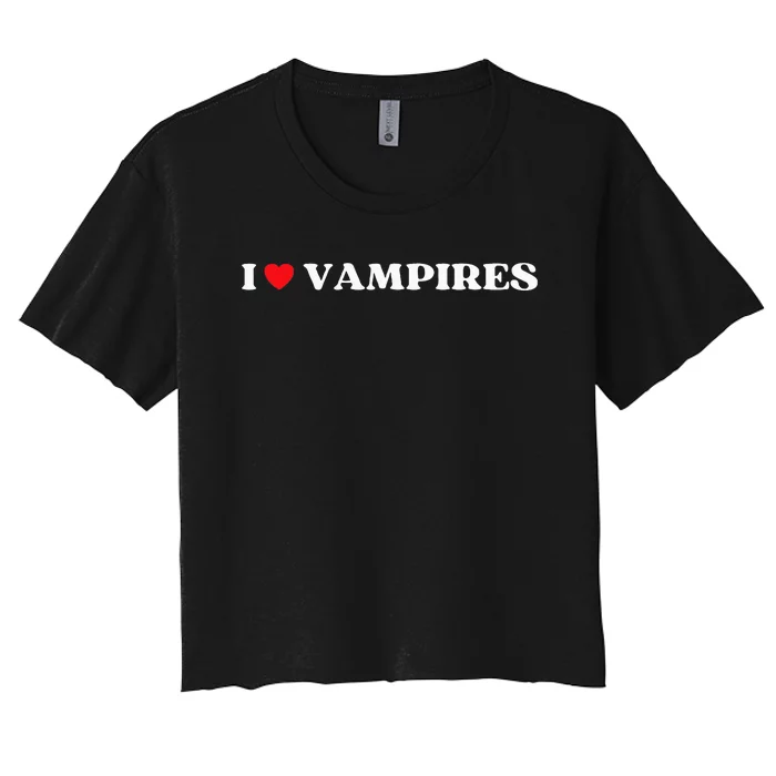 Funny I Love Vampires I Red Heart Vampires Halloween Women's Crop Top Tee