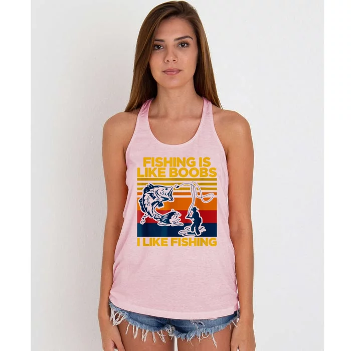 Fishing Is Like Boobs I Like Fishing Women's Knotted Racerback Tank