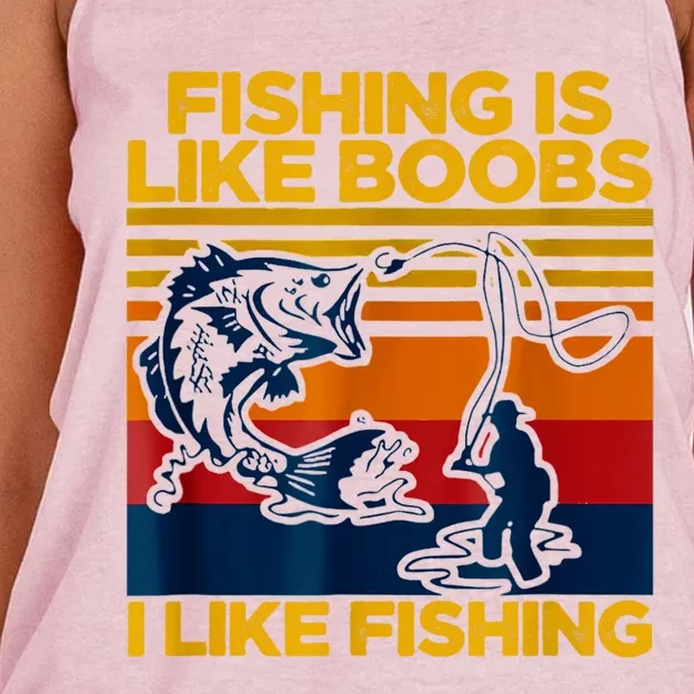 Fishing Is Like Boobs I Like Fishing Women's Knotted Racerback Tank