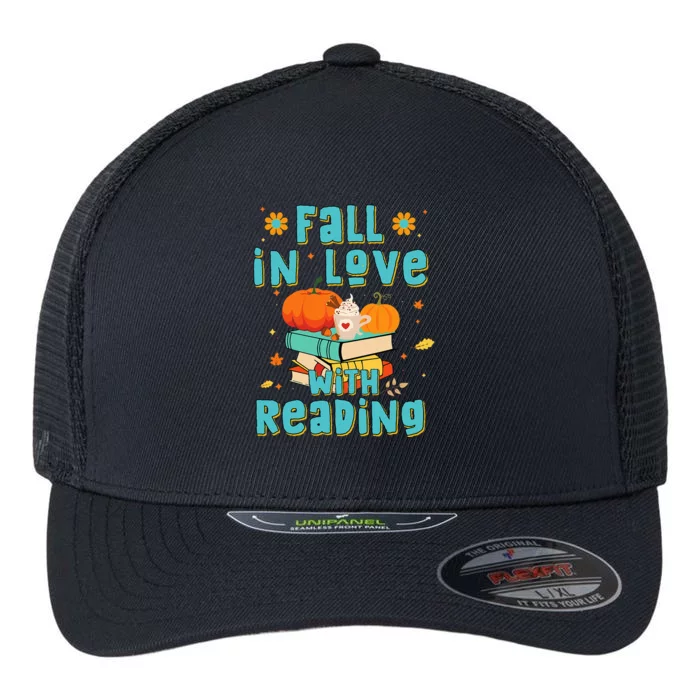 Fall In Love With Reading Book Autumn Pumpkins And Teachers Flexfit Unipanel Trucker Cap