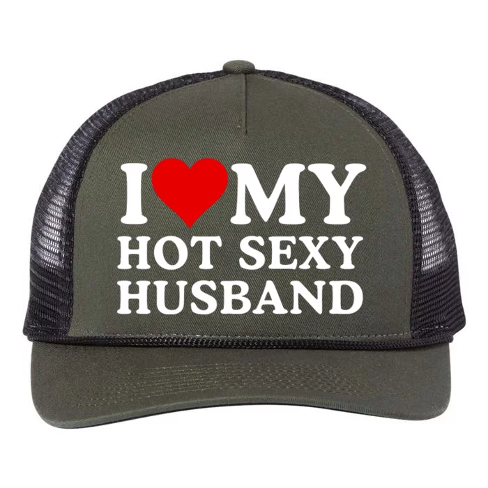 Funny I Love My Hot Sexy Husband I Love My Husband Husbands That Are Hot & Sexy Retro Rope Trucker Hat Cap