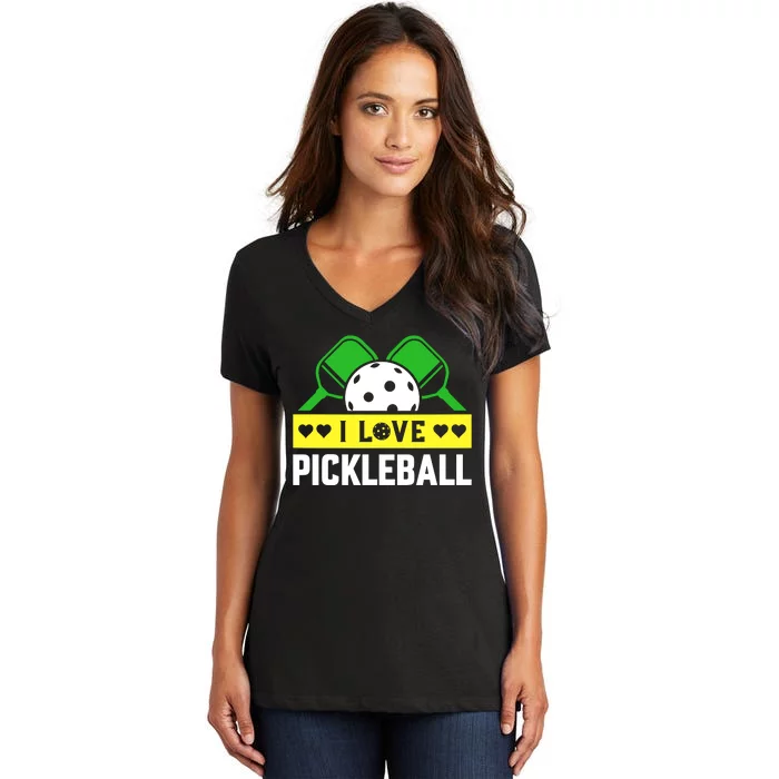 Funny I Love Pickleball Women's V-Neck T-Shirt