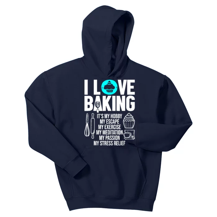 Funny I Love Baking Baker Pastry Chef Bakery Cupcake Lover Kids Hoodie