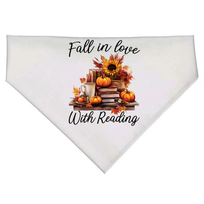 Fall In Love With Reading Book Autumn Teachers Pumpkins USA-Made Doggie Bandana