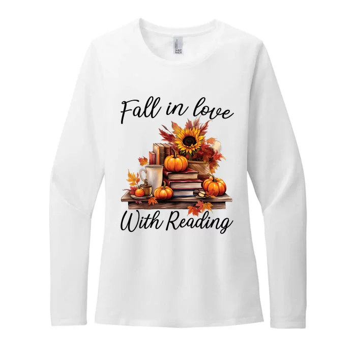 Fall In Love With Reading Book Autumn Teachers Pumpkins Womens CVC Long Sleeve Shirt