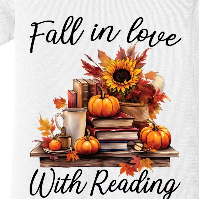 Fall In Love With Reading Book Autumn Teachers Pumpkins Baby Bodysuit