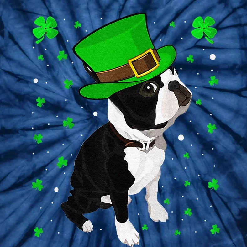 Funny Irish Leprechaun Hat Boston Terrier St. Patrick's Day Tie-Dye T-Shirt