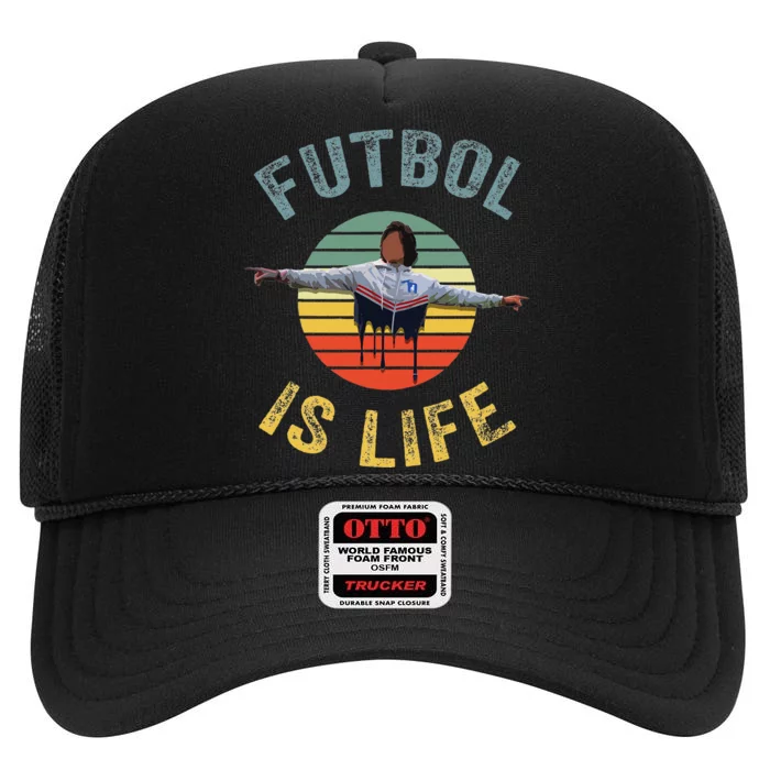 Futbol Is Life Soccer Ball Team Fan Lovers Goals Of Life High Crown Mesh Trucker Hat