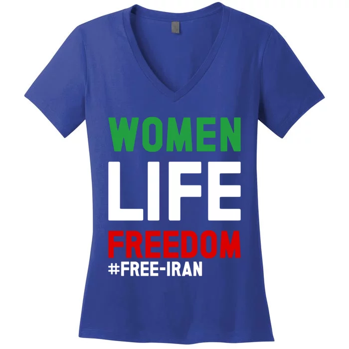 Free Iran Life Freedom Stand With Persian Funny Gift Women's V-Neck T-Shirt