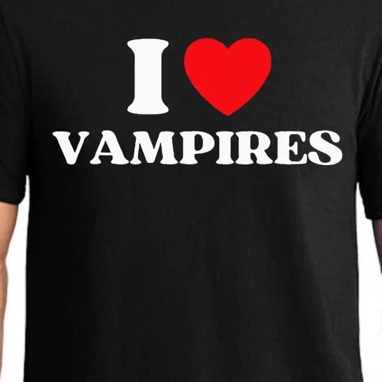 Funny I Love Vampires I Red Heart Vampires Halloween Pajama Set