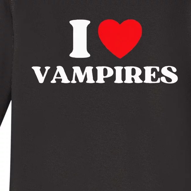 Funny I Love Vampires I Red Heart Vampires Halloween Baby Long Sleeve Bodysuit