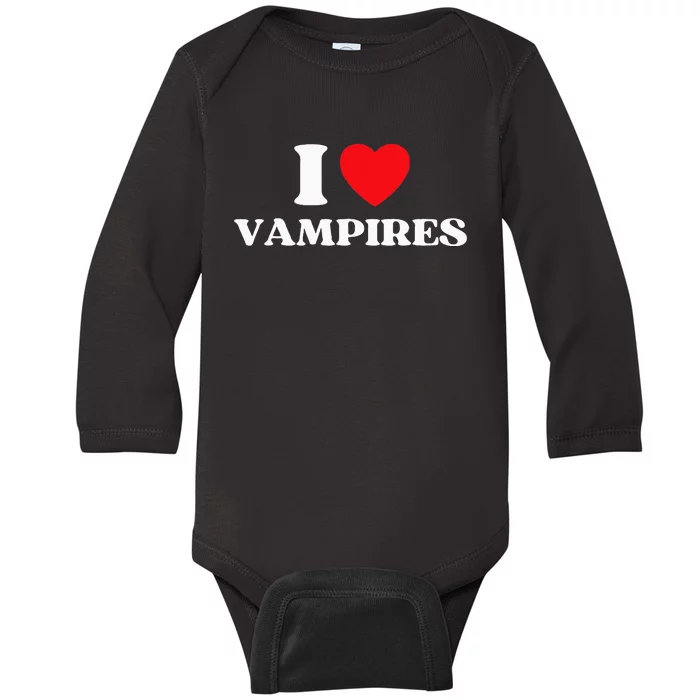 Funny I Love Vampires I Red Heart Vampires Halloween Baby Long Sleeve Bodysuit