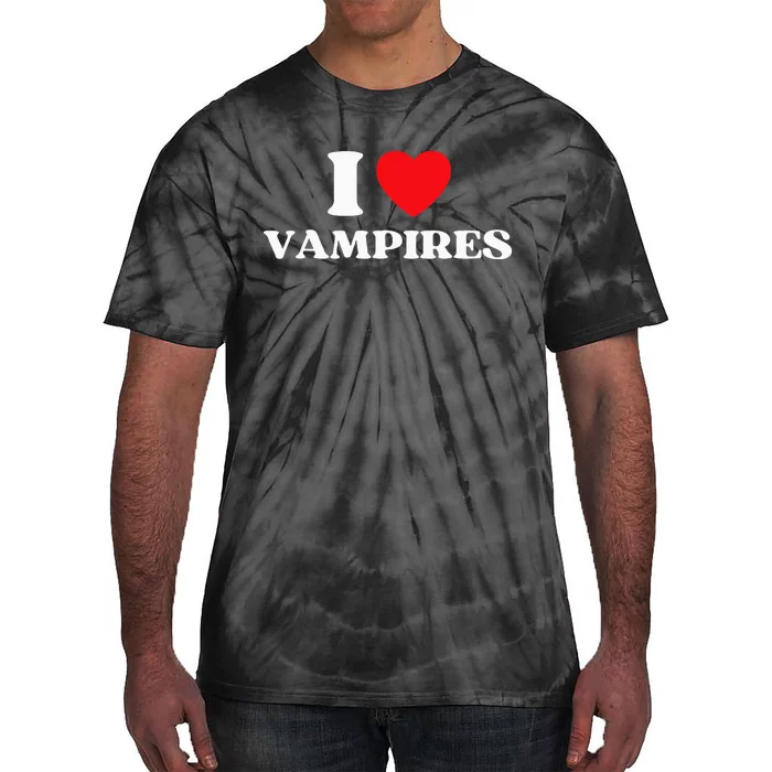 Funny I Love Vampires I Red Heart Vampires Halloween Tie-Dye T-Shirt