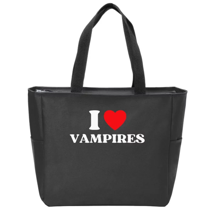 Funny I Love Vampires I Red Heart Vampires Halloween Zip Tote Bag