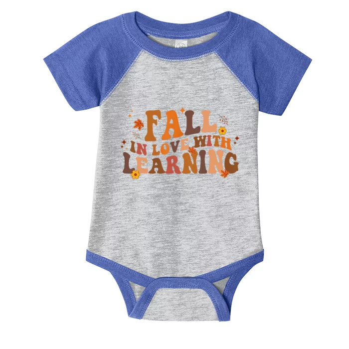 Fall In Love With Learning Fall Teacher Thanksgiving Retro Infant Baby Jersey Bodysuit