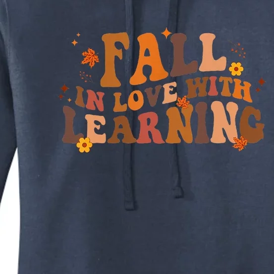 Fall In Love With Learning Fall Teacher Thanksgiving Retro Women's Pullover Hoodie