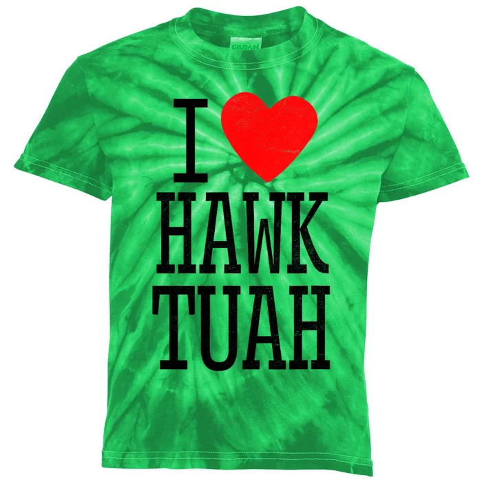 Funny I Love Hawk Tuah Heart Gift Kids Tie-Dye T-Shirt