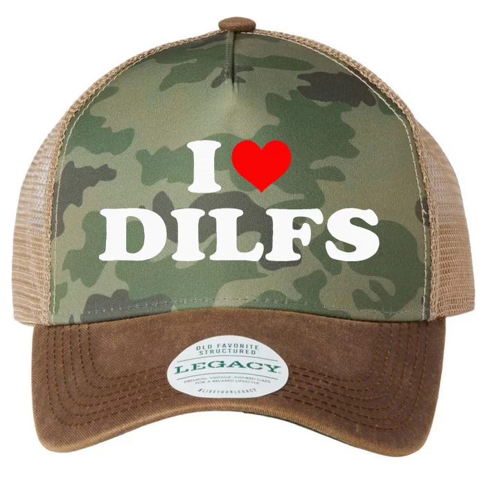 Funny I Love Dilfs I Heart Dilfs Red Heart Cool Legacy Tie Dye Trucker Hat