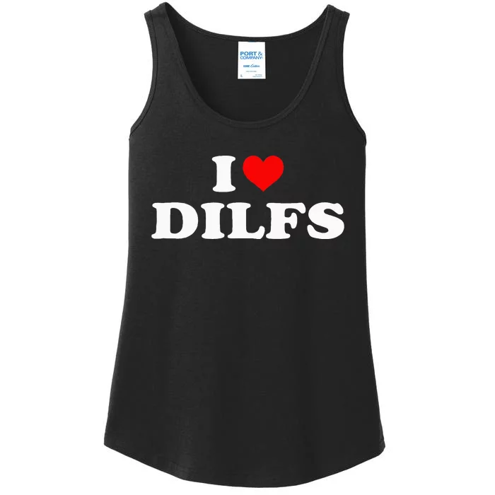 Funny I Love Dilfs I Heart Dilfs Red Heart Cool Ladies Essential Tank