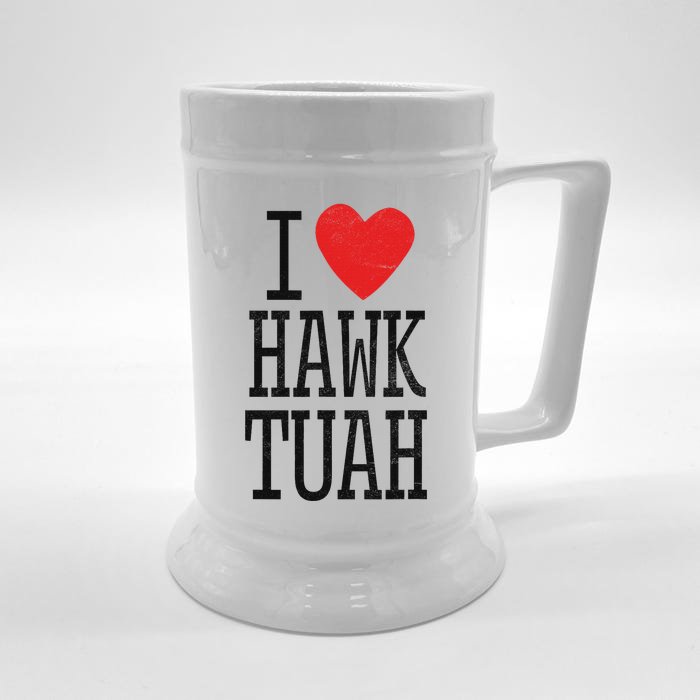 Funny I Love Hawk Tuah Heart Guy Spit Joke Wet That Thang Front & Back Beer Stein