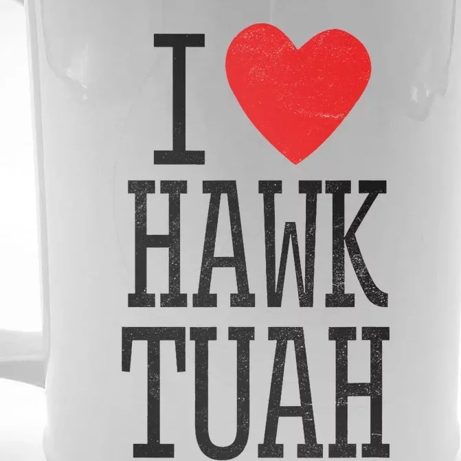 Funny I Love Hawk Tuah Heart Guy Spit Joke Wet That Thang Front & Back Beer Stein