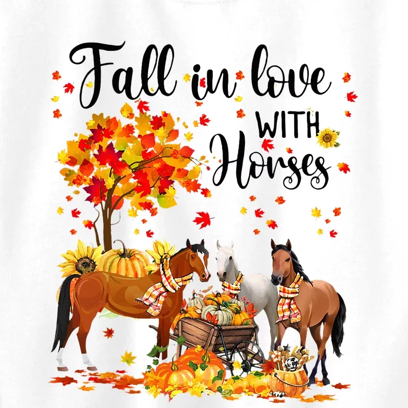 Fall In Love With Horses Autumn Fall Love Horse Thanksgiving Kids Sweatshirt