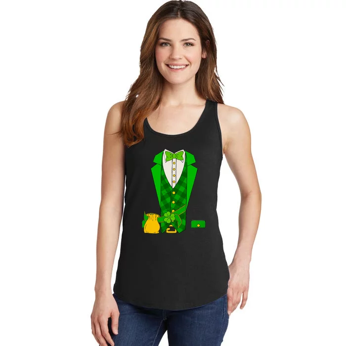 Funny Irish Leprechaun Costume Suit Tuxedo St. Patrick's Day Ladies Essential Tank