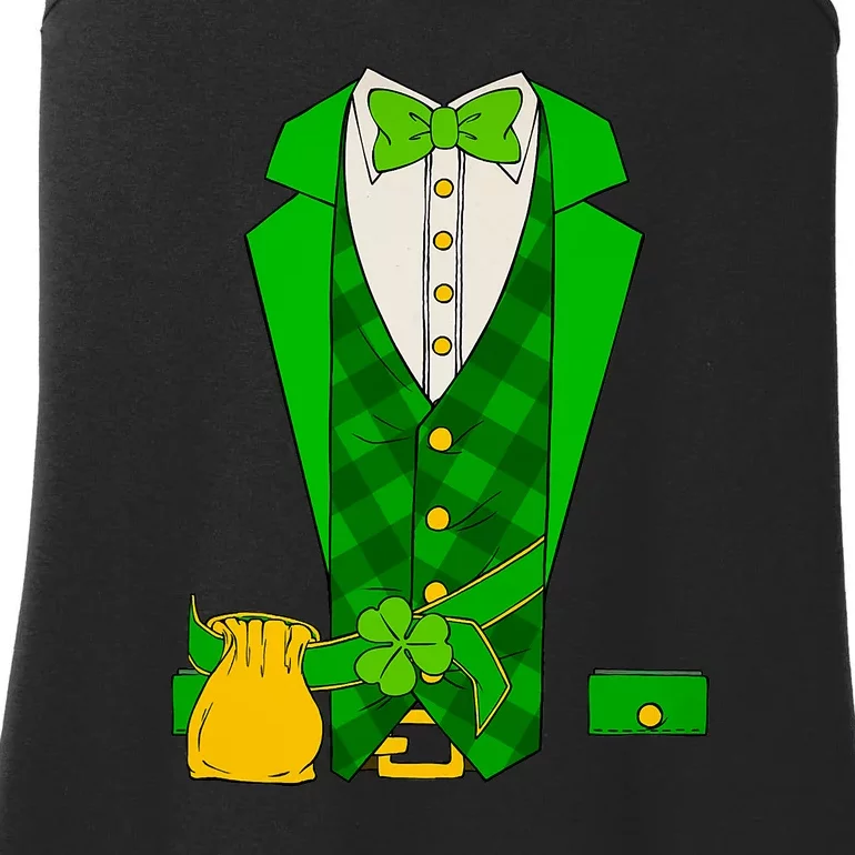 Funny Irish Leprechaun Costume Suit Tuxedo St. Patrick's Day Ladies Essential Tank