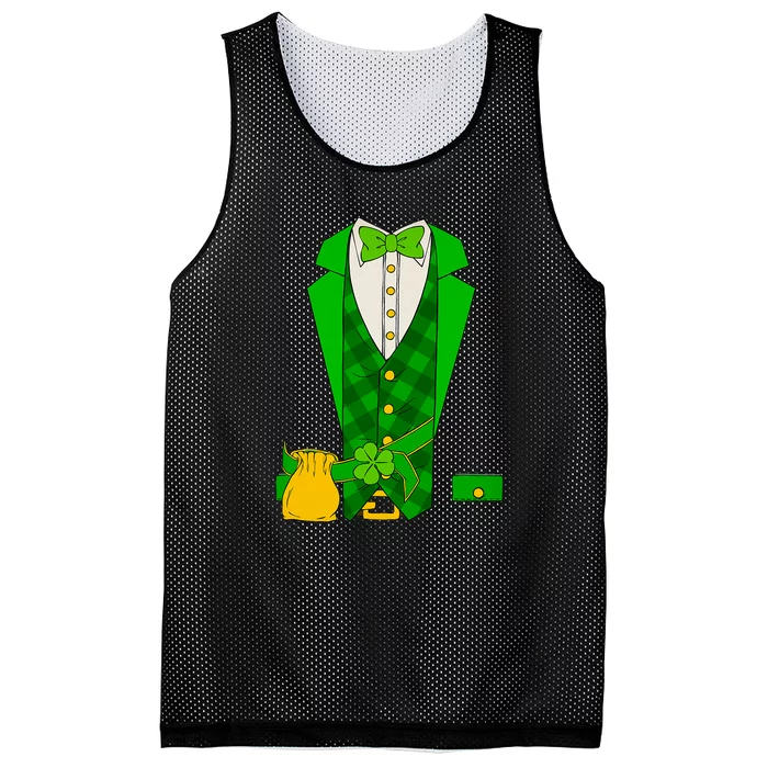 Funny Irish Leprechaun Costume Suit Tuxedo St. Patrick's Day Mesh Reversible Basketball Jersey Tank