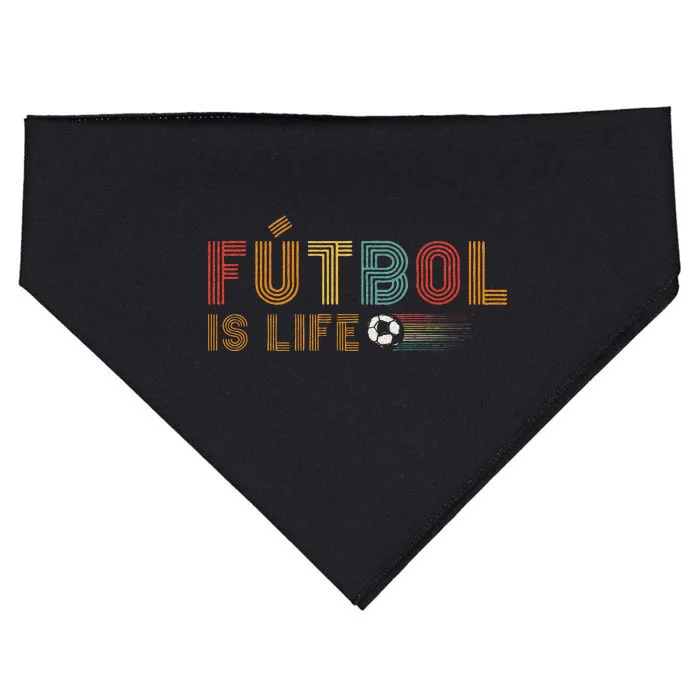 Futbol Is Life Football Lover Soccer Funny Vintage USA-Made Doggie Bandana