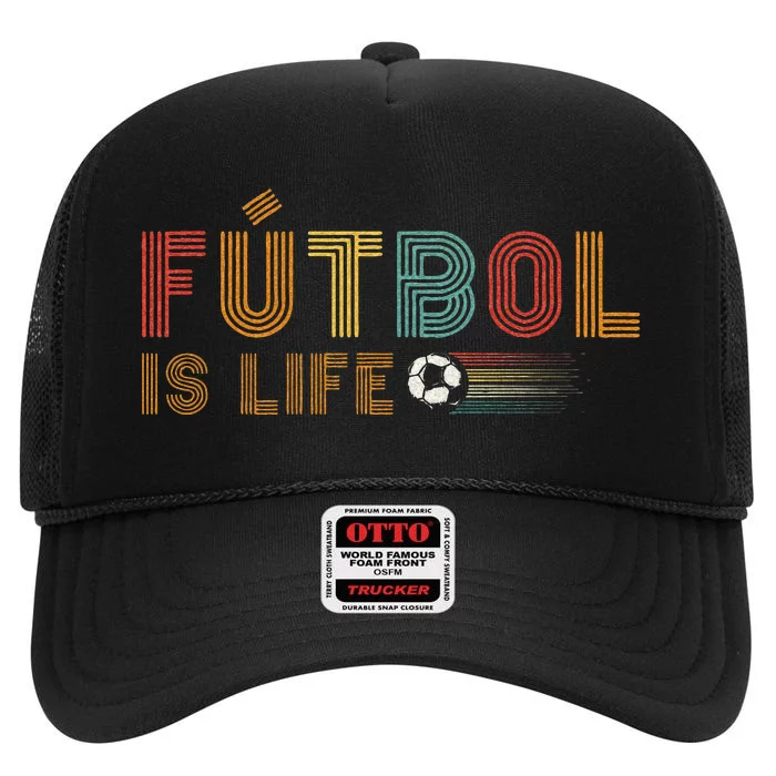 Futbol Is Life Football Lover Soccer Funny Vintage High Crown Mesh Trucker Hat